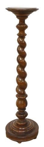 Appraisal: Italian twisted column pedestal stand th c walnut finish round