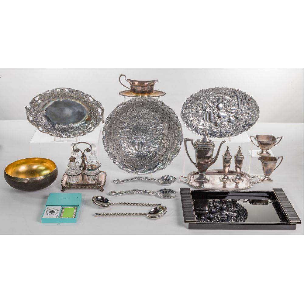 Appraisal: DECORATIVE OBJECT ASSORTMENT items including a Riviere serving tray with