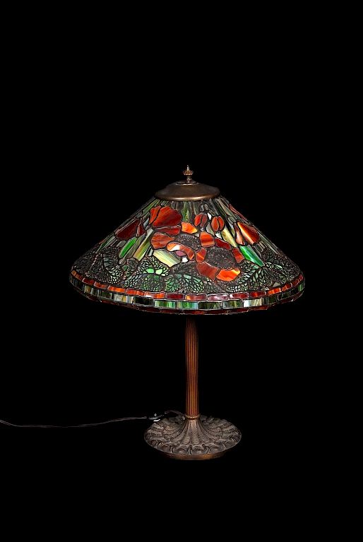 Appraisal: Tiffany Poppy Leaded Glass Shade Tiffany Poppy Leaded Glass Shade