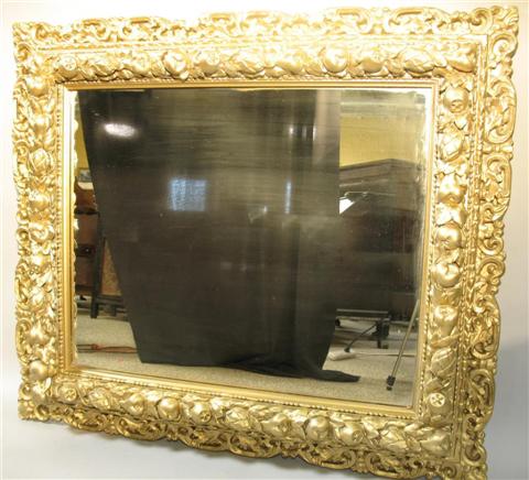 Appraisal: CLASSICAL GOLD PAINTED WOOD MIRROR th century the elaborate frame