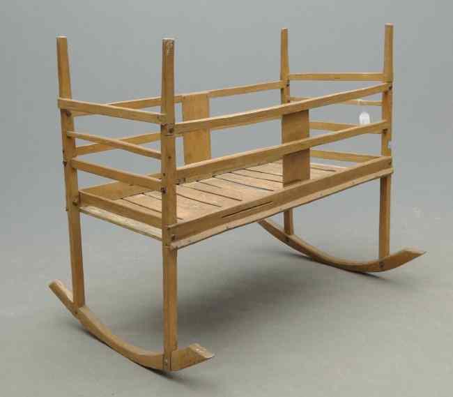 Appraisal: Early primitive cradle '' Length Provenance Myron Goldfinger Collection