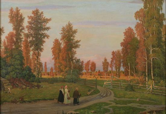 Appraisal: ATTRIBUTED TO MICHEL GUERMACHEFF Russian - PEASANT WOMEN ON COUNTRY