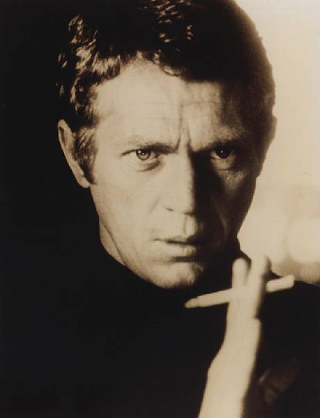 Appraisal: A photographic portrait of Steve McQueen sepia tone x inches