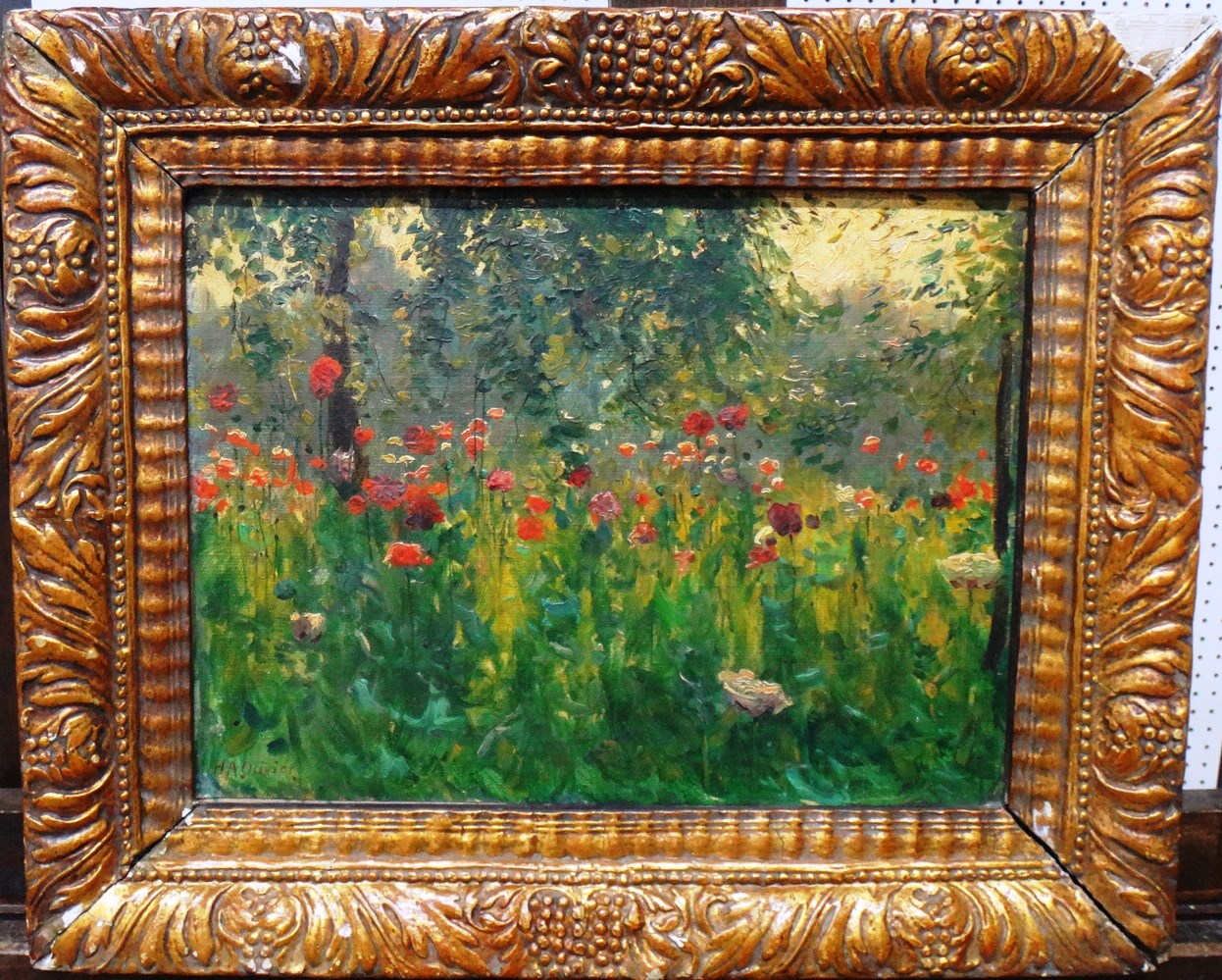 Appraisal: H A Olivier - Poppies in a field oil on