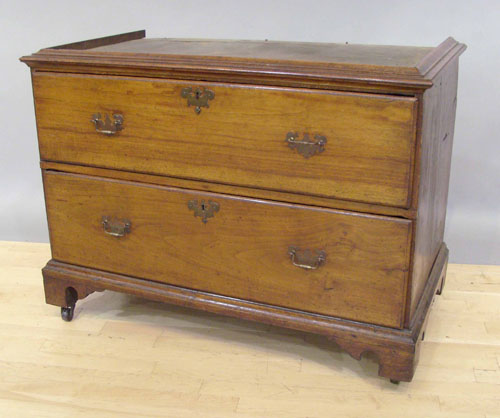 Appraisal: Pennsylvania Chippendale walnut chest on chest base ca w