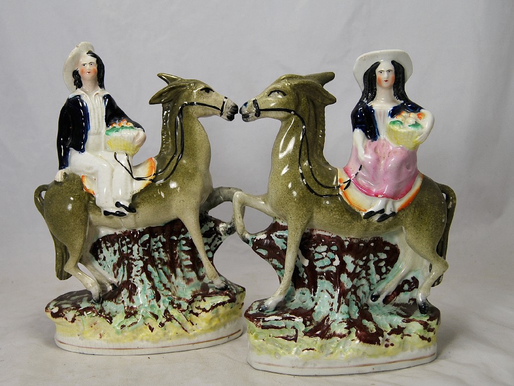 Appraisal: A pair of th century Staffordshire flatbacks - lady and