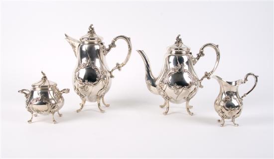 Appraisal: A German Silver Four Piece Tea and Coffee Service Koerner