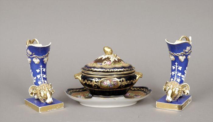 Appraisal: Pair of Paris Porcelain Cornucopia-Form Vases Together with a Nast