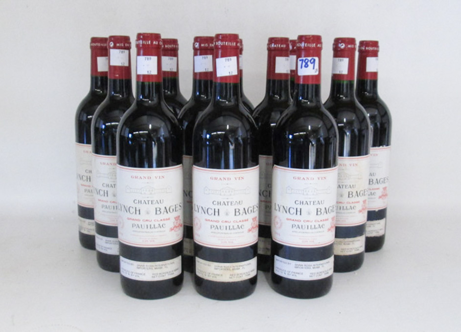 Appraisal: TWELVE BOTTLES OF VINTAGE FRENCH RED BORDEAUX WINE Chateau Lynch-Bages