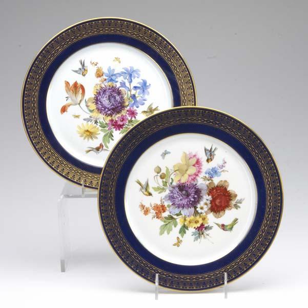 Appraisal: MEISSEN PORCELAIN Two service plates hand-painted with floral bouquet and