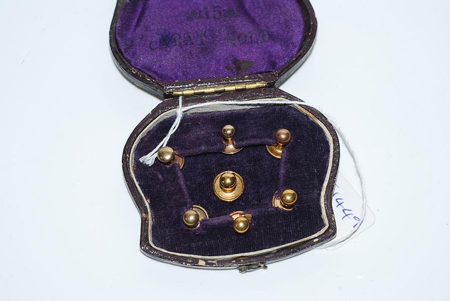 Appraisal: A SET OF GOLD SHIRT STUDS IN CT GOLD BOXED