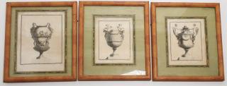 Appraisal: Gilles French grauvure engravings of Neoclassical urns Cauvet signatures lower