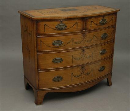 Appraisal: Edwardian-Style Satinwood and Painted Chest of Drawers