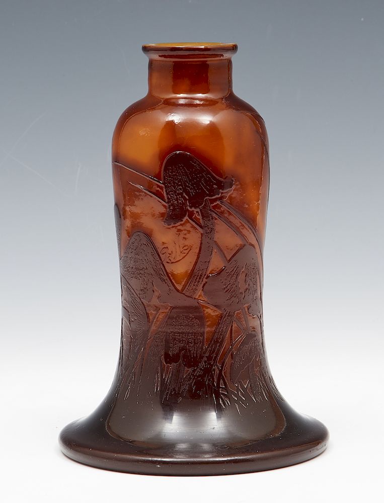 Appraisal: Galle cameo glass vase Galle cameo glass vase with mushroom