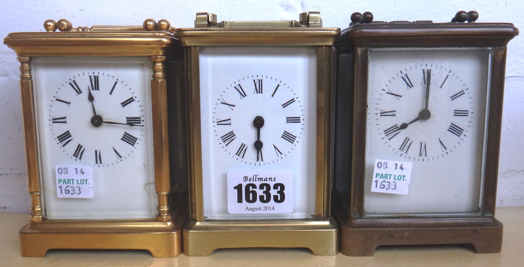 Appraisal: Three th century brass cased carriage clocks cm high a