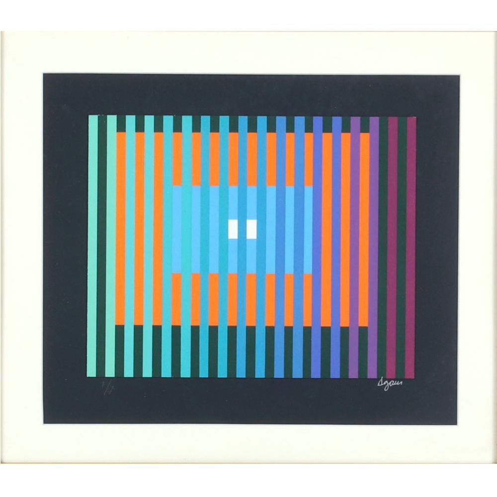 Appraisal: YAACOV AGAM AMERICAN ISRAELI B OP ART LINEAR COMPOSITION ON