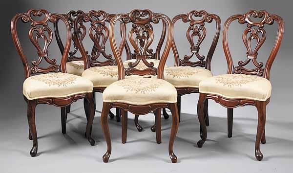 Appraisal: A Set of Eight Rococo Revival Walnut Dining Chairs th