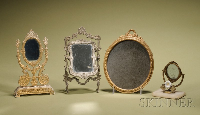 Appraisal: Four Miniature Metal Mirrors Germany and England th century a