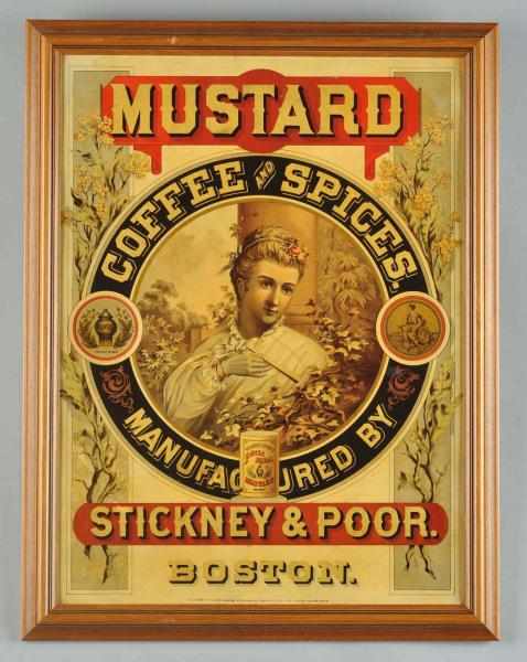 Appraisal: Stickney Poor Mustard Coffee Spices Sign Description Circa s Beautiful