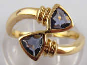 Appraisal: A carat gold ring set with triangular blue stones ring