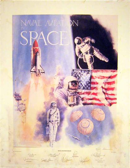 Appraisal: piece Poster Signed Naval Aviation in Space Naval Aviation Museum