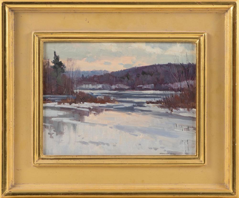 Appraisal: BERNARD COREY MASSACHUSETTS - WINTER LANDSCAPE WITH ICY RIVER OIL