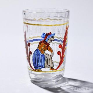 Appraisal: E Galle Tumbler Art glass enamels Nancy France early th