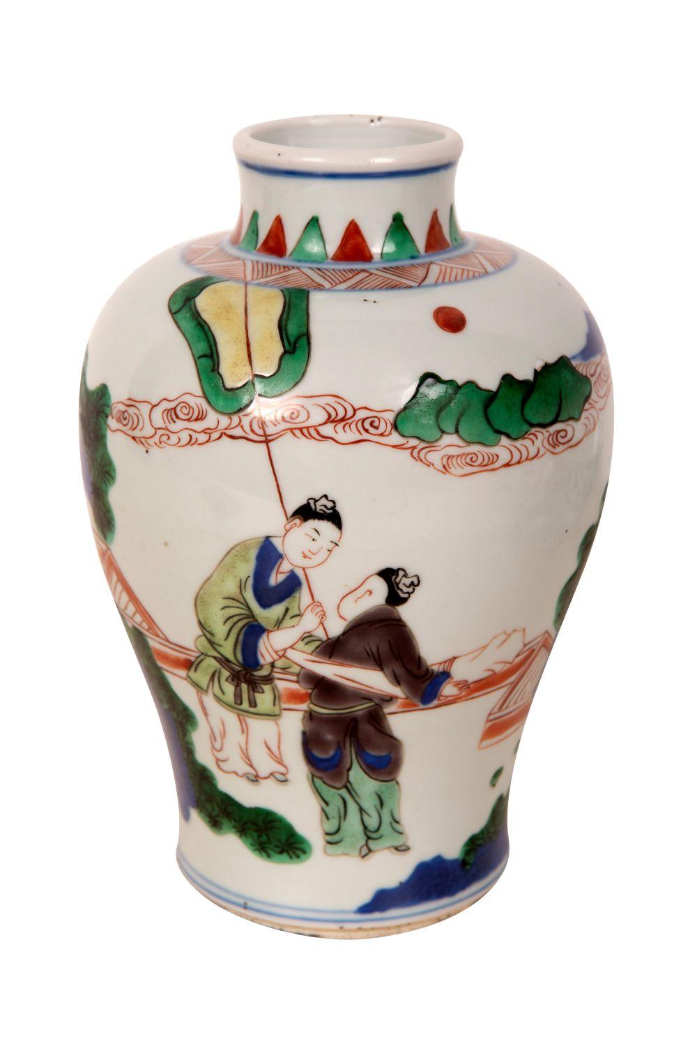 Appraisal: WUCAI GLAZED PORCELAIN VASE inches high Condition