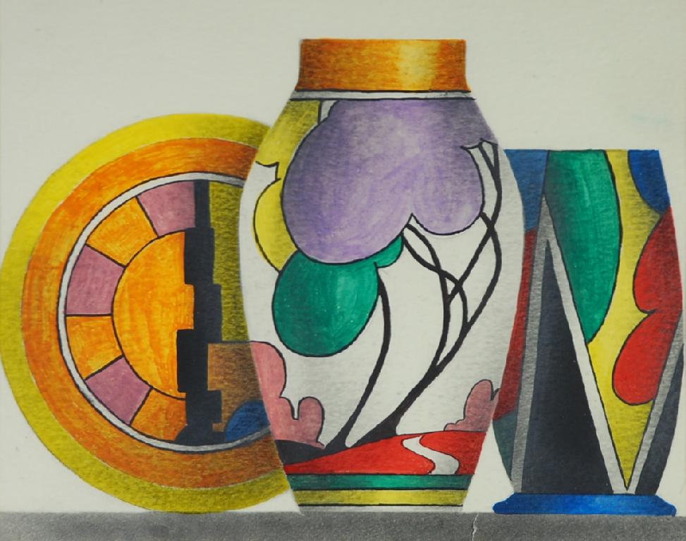 Appraisal: TREVOR GRIMSHAW - WATER COLOUR AND PENCIL DRAWING Still life