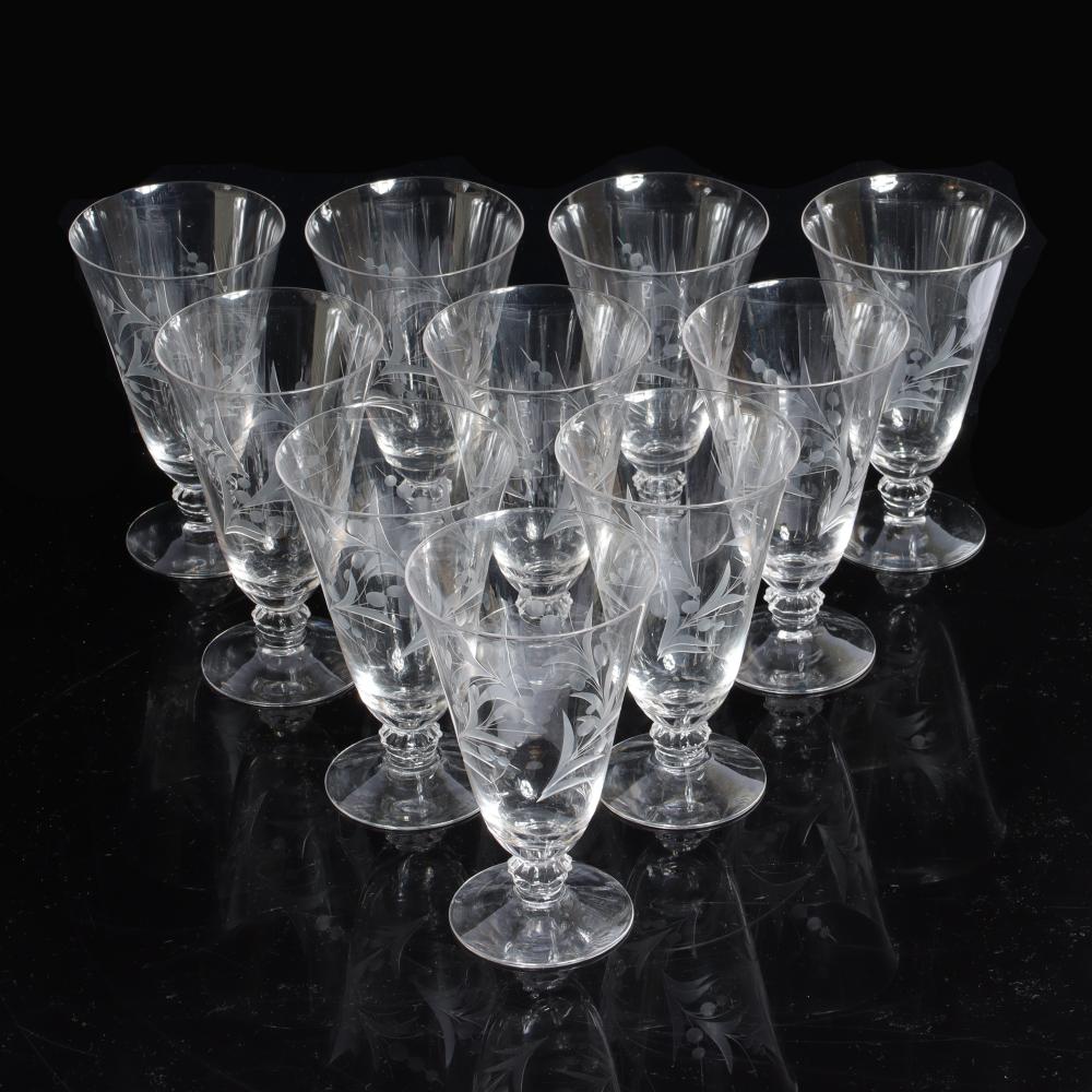 Appraisal: CUT AND ETCHED CRYSTAL LILY OF THE VALLEY SET OF