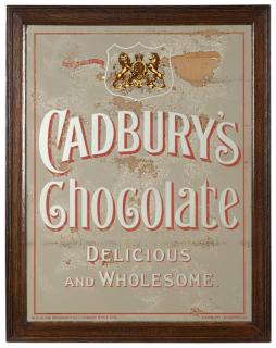 Appraisal: A Cadbury's chocolate advertising mirror Early th century the frame