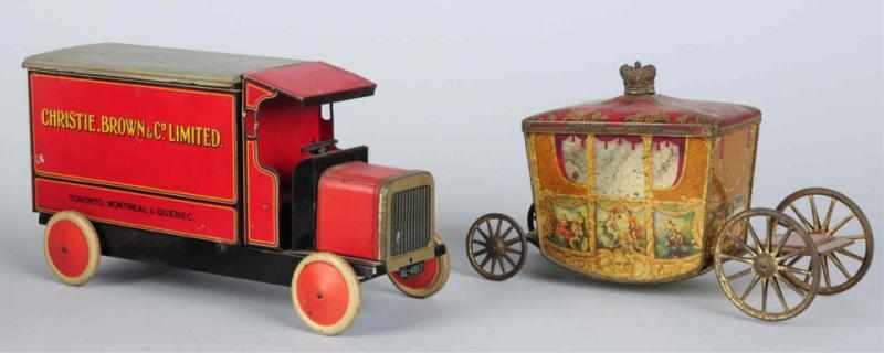 Appraisal: Lot of Biscuit Tins Includes one van-shaped tin with wheels