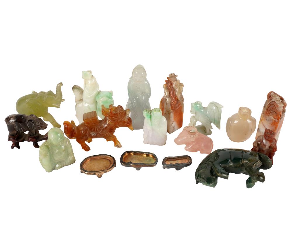 Appraisal: GROUP OF CHINESE STONE CARVINGScomprising pieces ranging from to inches