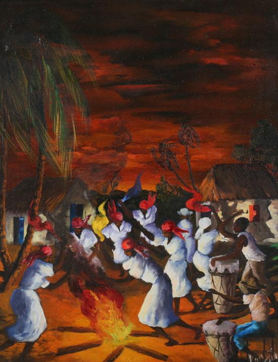 Appraisal: LOUVERTURE POISSON Haitian - VOODOO CEREMONY signed dated ' and