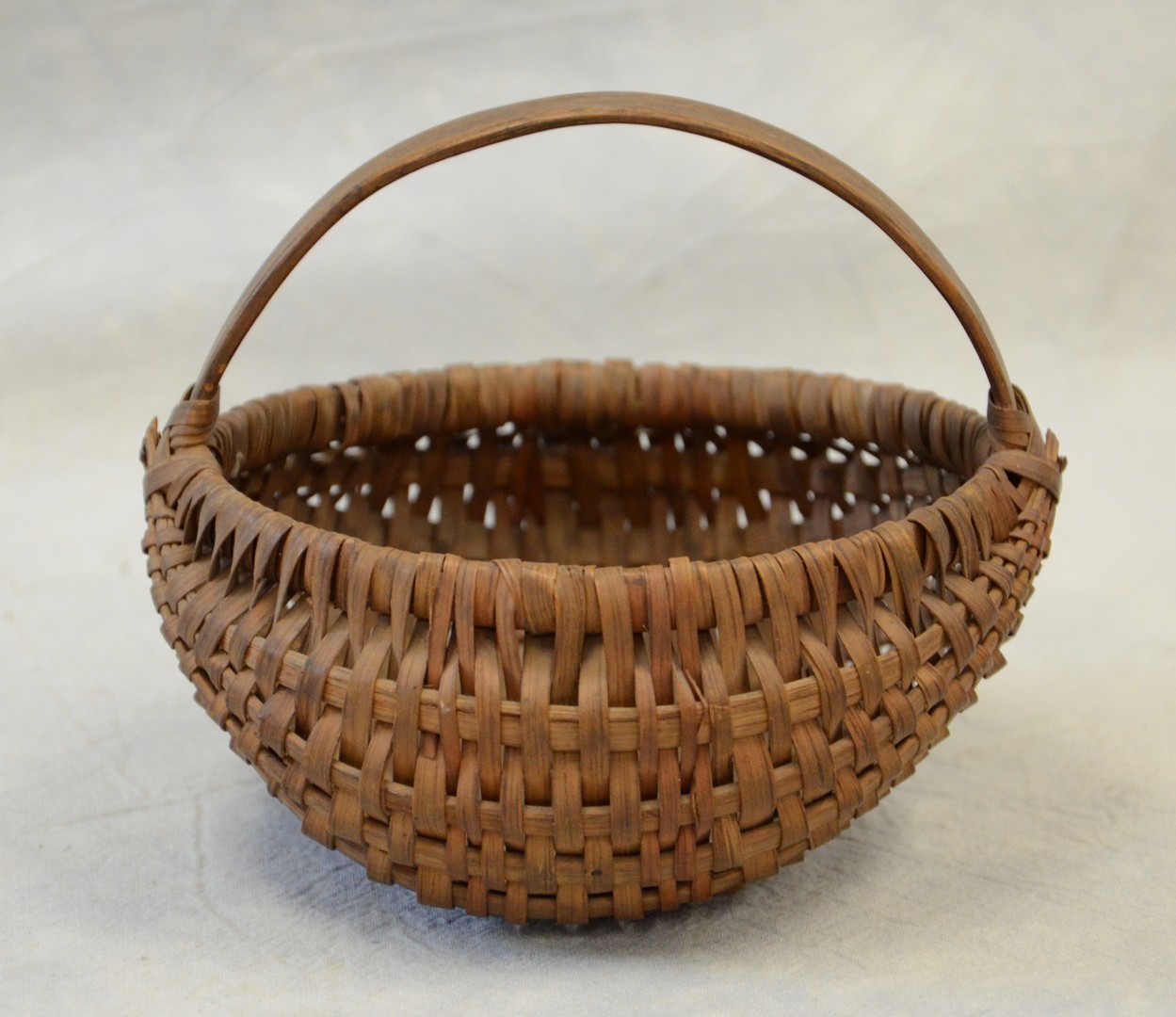 Appraisal: Oak splint miniature round bottom basket late th C good