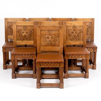 Appraisal: A set of eight th Century style oak dining chairs