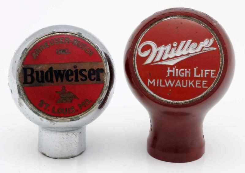 Appraisal: Lot of Budweiser Miller Beer Tap Knobs The Budweiser tap