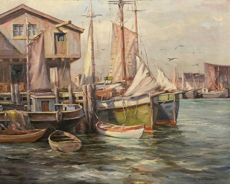 Appraisal: New England Oil on Canvas Harbor Scene De Nagy Laszlo