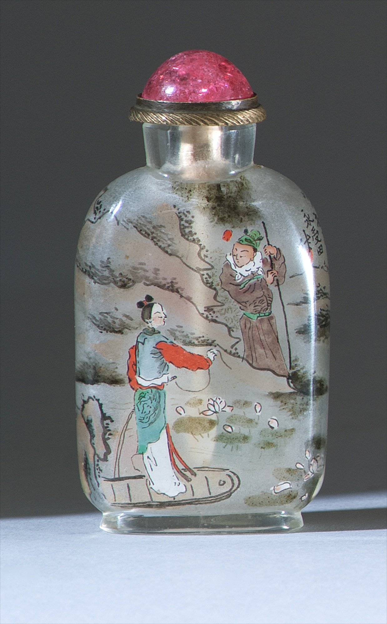 Appraisal: INTERIOR-PAINTED GLASS SNUFF BOTTLE Early th CenturyBy Yung Shou T'ien