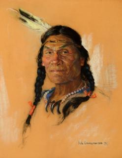 Appraisal: Nicholas de Grandmaison - Stoney Indian Mark Poussette pastel on