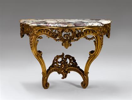 Appraisal: Louis XV style giltwood console table th century The violet