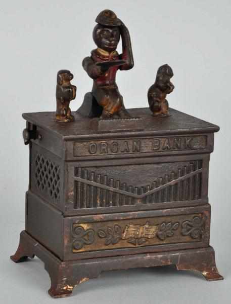 Appraisal: Cast Iron Organ Mechanical Bank Description Manufactured by Kyser Rex