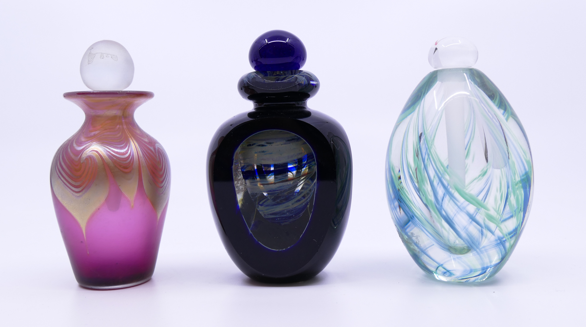 Appraisal: pc Studio Glass Perfume Bottles- Correia Mark Einost James Clarke-