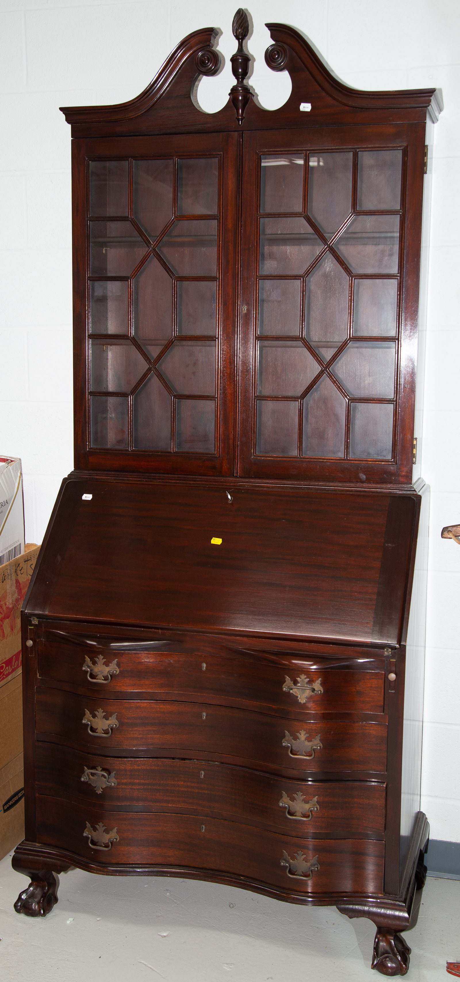 Appraisal: CHARAK CHIPPENDALE STYLE MAHOGANY SECRETARY DESK nd quarter th century