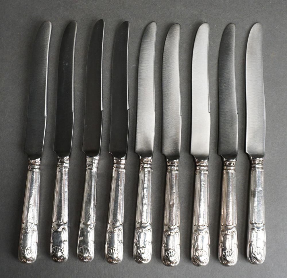 Appraisal: Nine George IV English Sterling Silver Handle Shell-Back Silverplate Luncheon