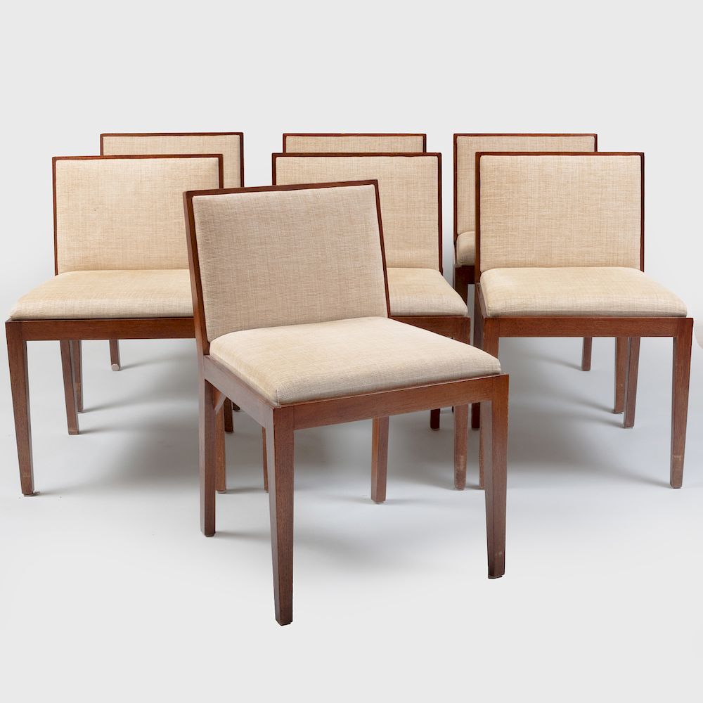 Appraisal: Set of Seven Walnut Dining Chairs Possibly Philip Johnson x