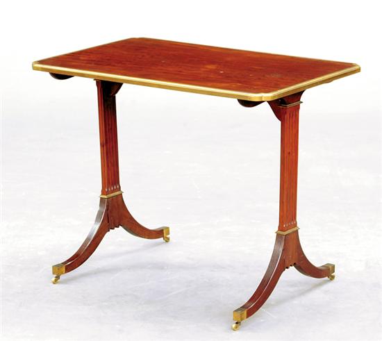 Appraisal: Regency style mahogany and brass-mounted occasional table th century rectangular