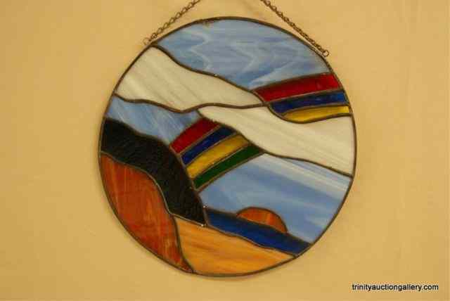 Appraisal: Leaded Stain Glass Rainbow Sun CatcherOnly '' across and round