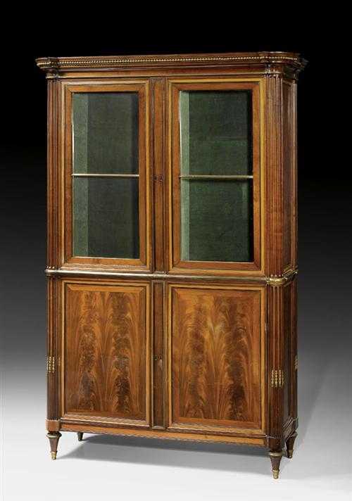 Appraisal: MAHOGANY CHEST OF DRAWERS WITH VITRINE ATOP Louis XVI in