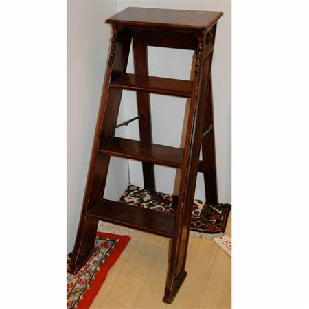 Appraisal: French Provincial Mahogany Library Ladder Estimate -